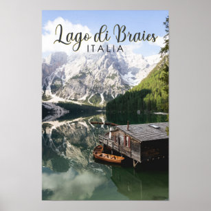 Lago di Braies Italien Reisen Kunst Vintag Poster