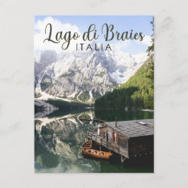 Lago di Braies Italien Reisen Kunst Vintag Postkarte