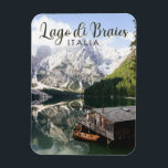 Lago di Braies Italy Travel Art Vintage  Magnet<br><div class="desc">Lago di Braies vector art design. Lake Braies is a lake in the Prags Dolomites in South Tyrol,  Italy.</div>