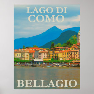 Lago Di Como, Bellagio, Italien Vintage Travel Poster