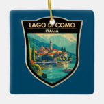 Lago di Como Italia Abzeichen für Reisen Keramikornament<br><div class="desc">Comer See Vektorkunst Design. Der Comer See,  in der Lombardei Norditaliens,  ist ein hochklassiges Erholungsgebiet,  bekannt für seine dramatische Landschaft,  Set an den Ausläufern der Alpen.</div>