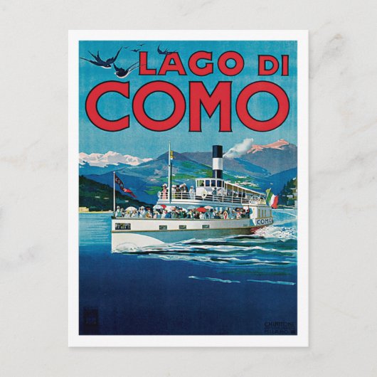 Lago Di Como Italien Vintage Travel Postkarte (Vorderseite)