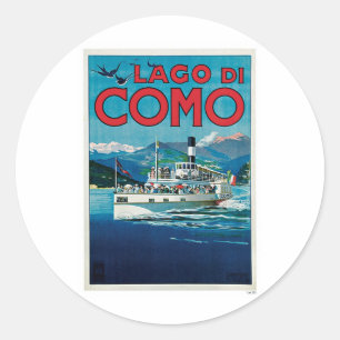 Lago Di Como Italien Vintage Travel Runder Aufkleber