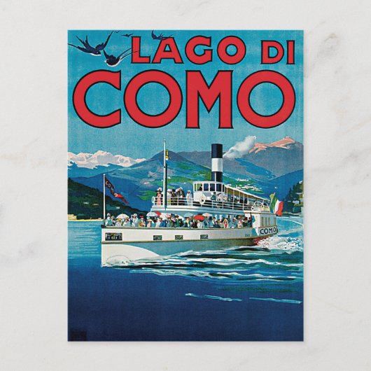 Lago Di Como Vintage Travel Poster Postkarte (Vorderseite)