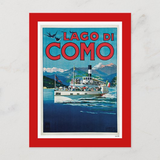 "Lago di Como" Vintages italienisches Reiseplakat Postkarte (Vorderseite)