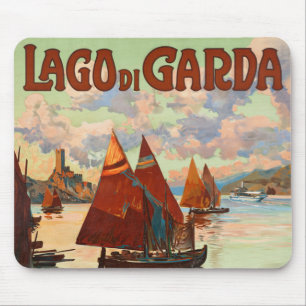 Lago di Garda, Gardasee, Italien Reisen Vintage, L Mousepad