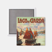 Lago di Garda, Gardasee, Italien Vintage Travel, L Magnet (Vorderseite/Rückseite)