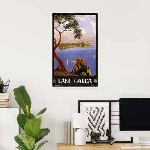 Lago di Garda, Gardasee, Italien Vintage Travel, L Poster