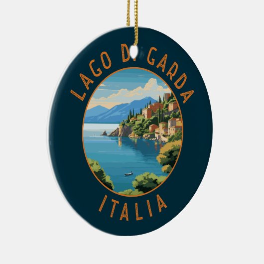 Lago di Garda Italia Retro Distressed Circle Keramik Ornament (Rechts)