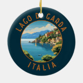 Lago di Garda Italia Retro Distressed Circle Keramik Ornament (Hinten)