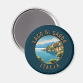 Lago di Garda Italia Retro Distressed Circle Magnet (Vorderseite/Rückseite)