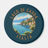 Lago di Garda Italia Retro Distressed Circle Magnet (Vorne)