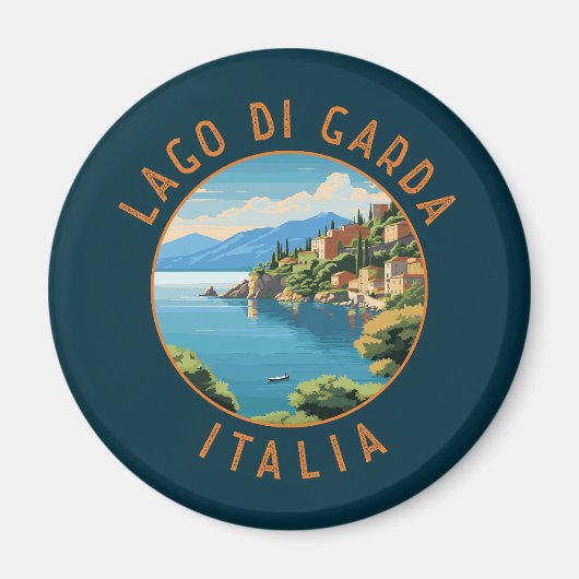 Lago di Garda Italia Retro Distressed Circle Magnet (Vorne)