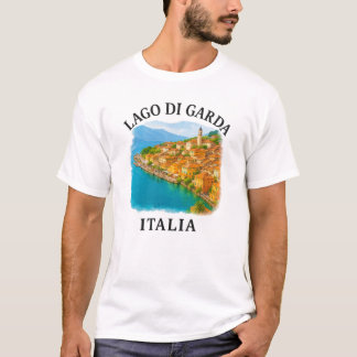 Lago di Garda Italia Wasserfarben Landschaftliche T-Shirt