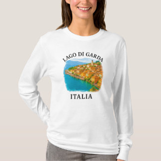 Lago di Garda Italia Wasserfarben Landschaftliche T-Shirt