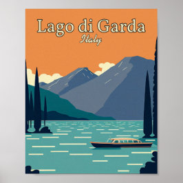Lago Di Garda Italien Minimalistisches Vintages Ku Poster