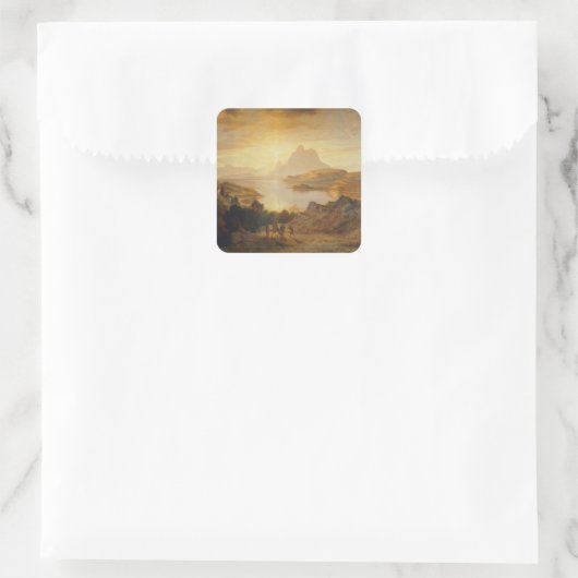 Lago di Lugano - Albert Zimmermann Quadratischer Aufkleber (Tasche)