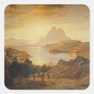 Lago di Lugano - Albert Zimmermann Quadratischer Aufkleber