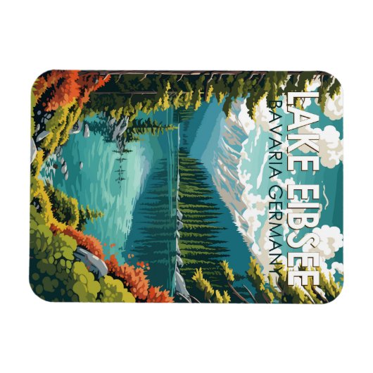 Lago Eibsee Deutschland Reisen Vintag Magnet (Horizontal)