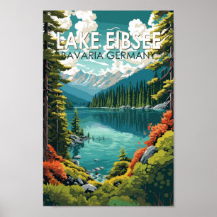 Lago Eibsee Deutschland Reisen Vintag Poster
