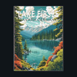 Lago Eibsee Deutschland Reisen Vintag Postkarte<br><div class="desc">Der Eibsee Vektorgrafik Design. Es liegt nördlich der Zugspitze,  Deutschlands höchstem Berg.</div>
