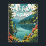 Lago Eibsee Deutschland Reisen Vintag Postkarte<br><div class="desc">Der Eibsee Vektorgrafik Design. Es liegt nördlich der Zugspitze,  Deutschlands höchstem Berg.</div>