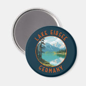 Lago Eibsee Deutschland Retro Distressed Circle Magnet (Vorderseite/Rückseite)