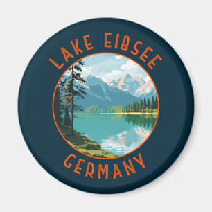 Lago Eibsee Deutschland Retro Distressed Circle Magnet