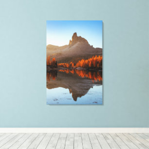 Lago Federa Italienische Dolomiten Herbst Sonnenau Leinwanddruck