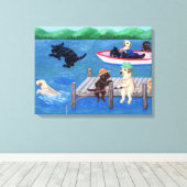 Lago Fun Labradors Painting Leinwanddruck (Insitu (Holzboden))
