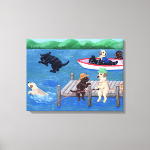 Lago Fun Labradors Painting Leinwanddruck