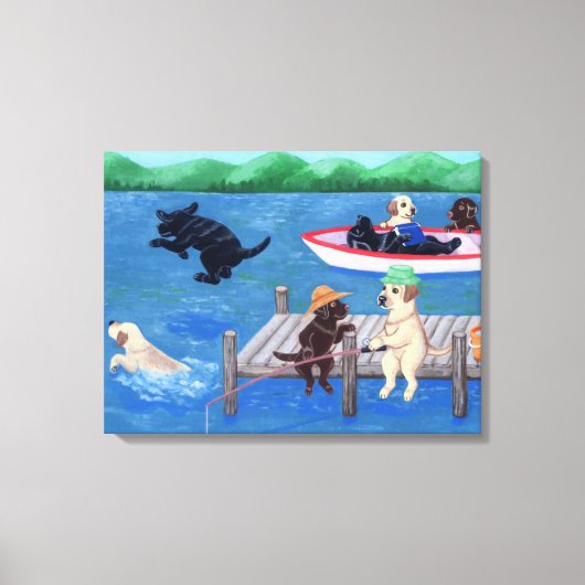 Lago Fun Labradors Painting Leinwanddruck (Vorderseite)