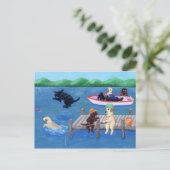 Lago Fun Labradors Painting Postkarte (Stehend Vorderseite)