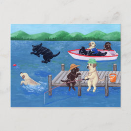 Lago Fun Labradors Painting Postkarte