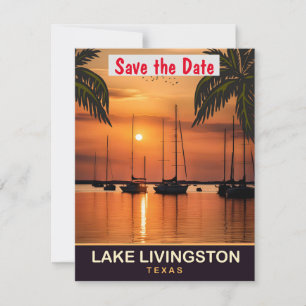 Lago Livingston, Texas, Travel Postcard, Save The Date