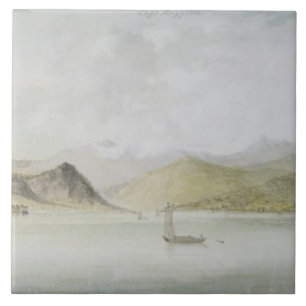 Lago Maggiore (w/c, Stift, Tinte und Graphit auf Fliese