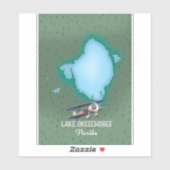 Lago Okeechobee Florida Karte. Aufkleber (Blatt)