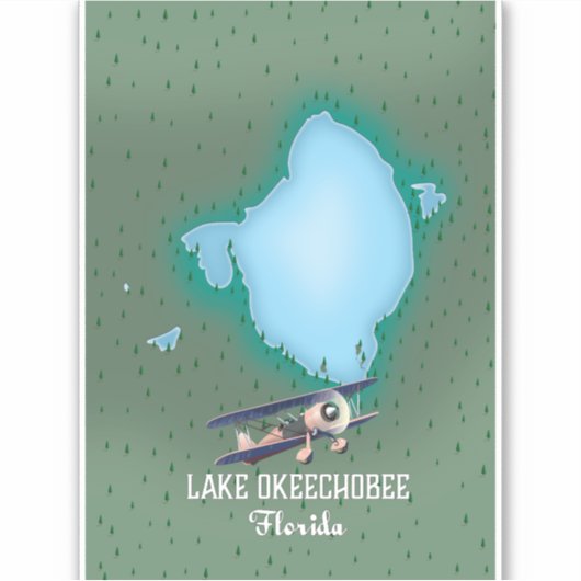 Lago Okeechobee Florida Karte. Aufkleber (Vorderseite)