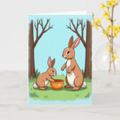 Lagomorph Family Scene Card Karte (Gelbe Blume)