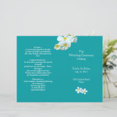 Lagoon Blue Plumeria Beach Wedding Program (Stehend Vorderseite)