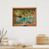 Lagoon - Lake Calming Imitats Fake Window Poster (Küche)