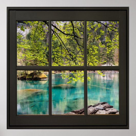 Lagoon, Lake View Imitate Fenster Illusion Schwarz Poster (Vorne)