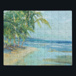 Lagoon Puzzle<br><div class="desc">"Blue Coastal Lagoon" von Suzanne Wilkins. Ein ruhiger Strand mit tropischen Bäumen.</div>