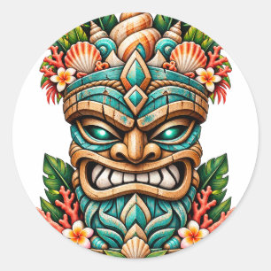 Lagoon Shell Tiki Rundumaufkleber Runder Aufkleber