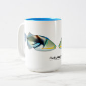 Lagoon Triggerfish Tasse, Rhinecanthus aculeatus Zweifarbige Tasse (Vorderseite Links)