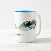 Lagoon Triggerfish Tasse, Rhinecanthus aculeatus Zweifarbige Tasse (VorderseiteRechts)