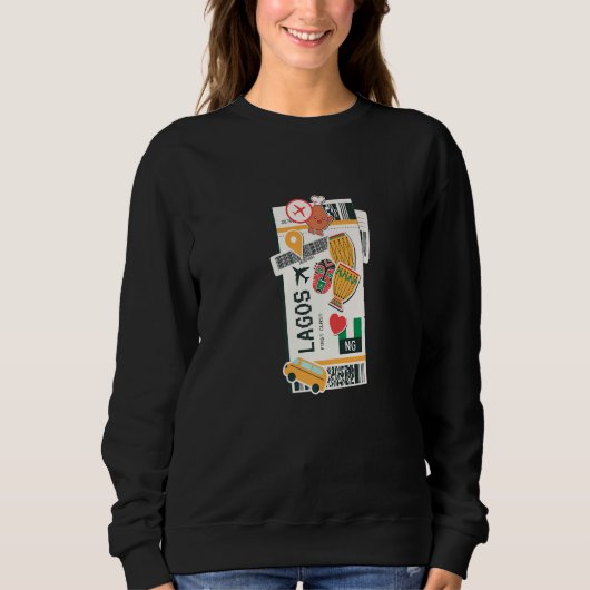 Lagos Nigeria Boarding Airplane Plane Ticket Sweatshirt (Vorderseite)