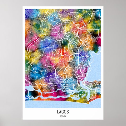 Lagos Nigeria City Map Poster (Vorne)