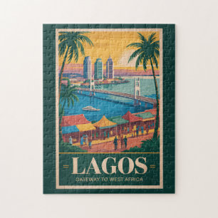Lagos Nigeria Illustration Reise Kunst Vintage Puzzle