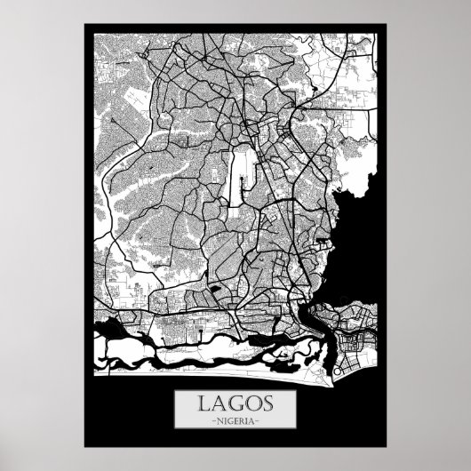 Lagos Nigeria Karte Poster (Vorne)
